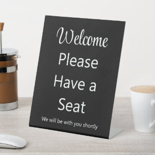 Expositor En L Bienvenido Por Favor Tome un Asiento Negocio Blanc