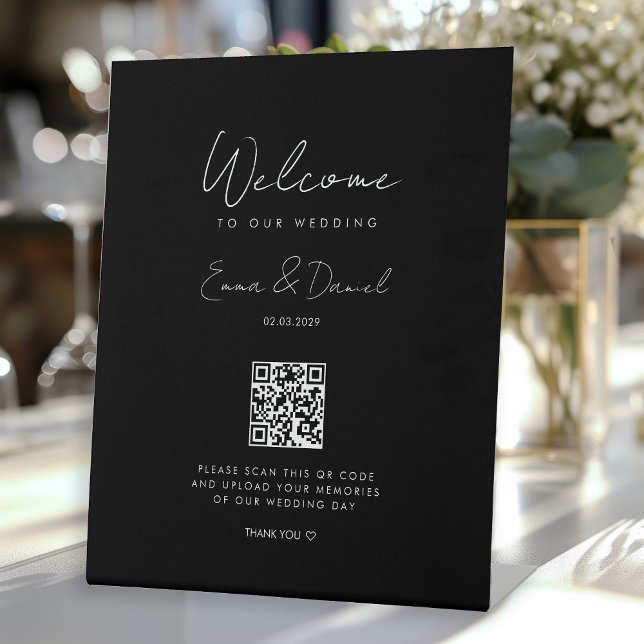 Expositor En L Bienvenido QR Code Boda Galery Black (Subido por el creador)