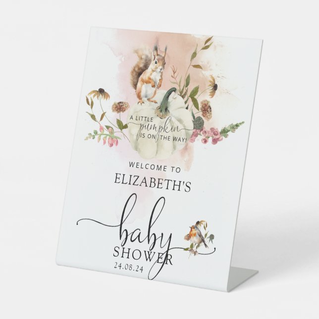 Expositor En L Bienvenidos a Baby Shower a la Calabaza de animale (Anverso)