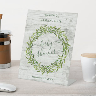 Expositor En L Bienvenidos a Baby Shower a la moda Laurel Wreath