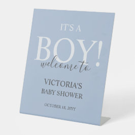 Expositor En L Bienvenidos a Baby Shower azul moderno simple para