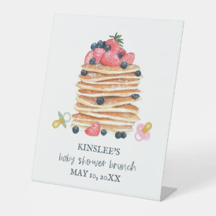 Expositor En L Bienvenidos a Baby Shower Brunch con crepes y paci