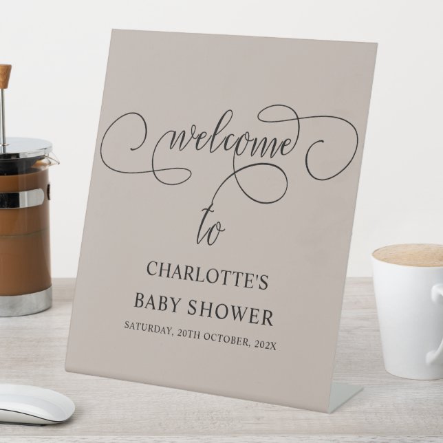 Expositor En L Bienvenidos a Baby Shower con caligrafía mínima mo (In Situ)
