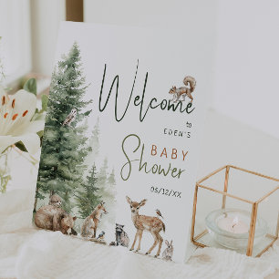 Expositor En L Bienvenidos a Baby Shower de los animales de Fores