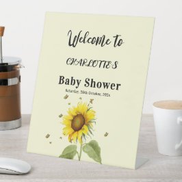 Expositor En L Bienvenidos a Baby Shower de Sunflower con maripos