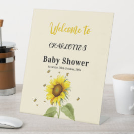 Expositor En L Bienvenidos a Baby Shower de Sunflower con maripos