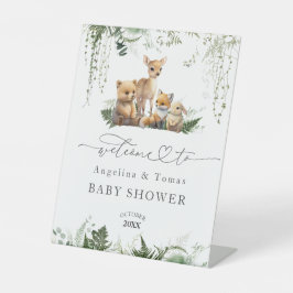 Expositor En L Bienvenidos a Baby Shower de Woodland Animal Neutr