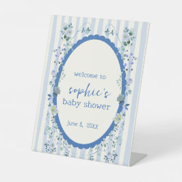 Expositor En L Bienvenidos a Baby Shower en banda azul Pastel