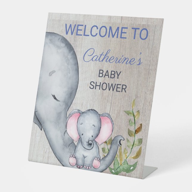 Expositor En L Bienvenidos a Baby Shower Sweet Elephant Floral Ru (Anverso)