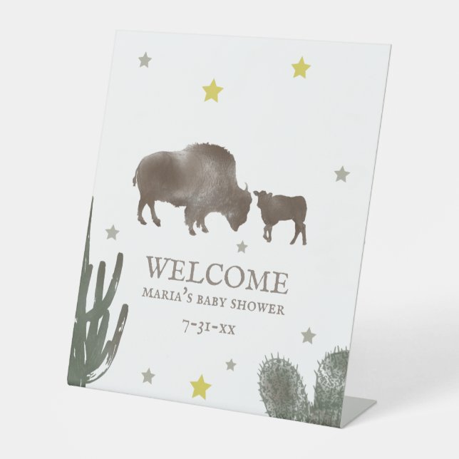Expositor En L Bienvenidos a Buffalo Baby Shower Cactus (Anverso)