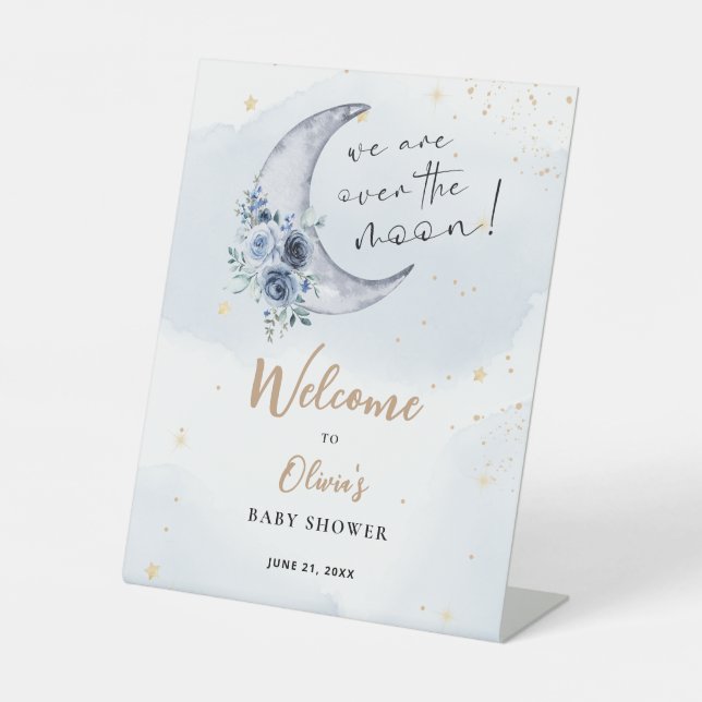 Expositor En L Bienvenidos A Floral Over The Moon Baby Shower (Anverso)
