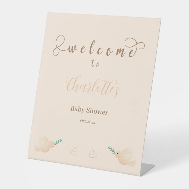 Expositor En L Bienvenidos a la Baby Shower de Cute Baby Dove (Anverso)