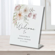 Bienvenidos a la ducha de novia floral rosa Rubor