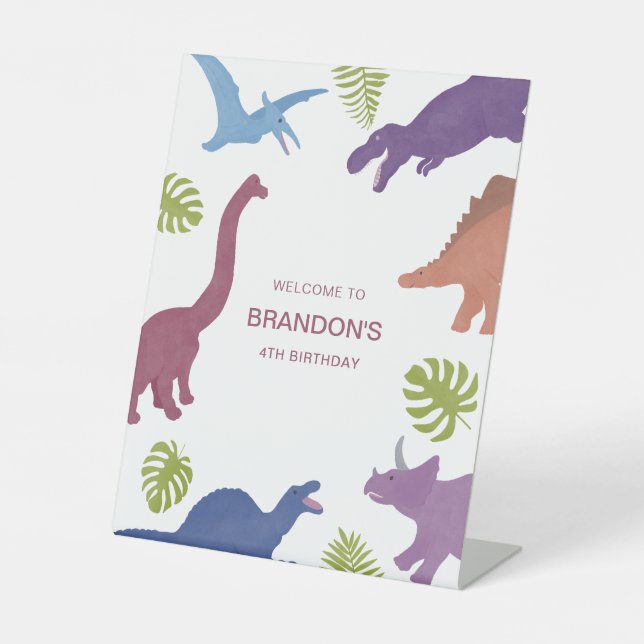 Expositor En L Bienvenidos a la fiesta de cumpleaños de Dinosaur  (Anverso)