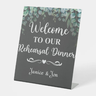 Expositor En L Bienvenidos a nuestro Boda de la cena de ensayo Eu