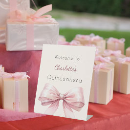 Expositor En L Bienvenidos a Quinceanera, color beige rosa