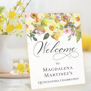 Expositor En L Bienvenidos a Quinceanera Yellow Daffodil Wildflow