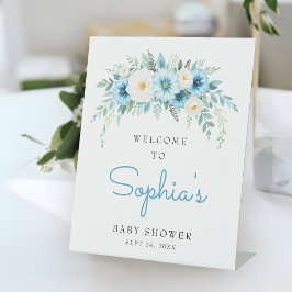 Expositor En L Bienvenidos al Baby Shower de Pastel Blue Floral