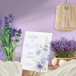 Expositor En L Bienvenidos al Baby Shower Lavender Boho Wildflowe
