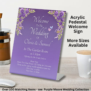Expositor En L Bienvenidos al Boda Purple Mauve Flowers