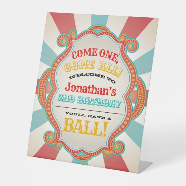 Expositor En L Bienvenidos al cumpleaños del circo azul Verde azu (Anverso)