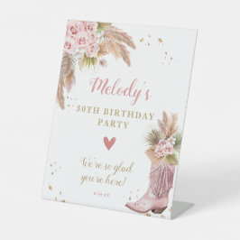 Expositor En L Bienvenidos Boho Cowgirl Boot Pampas Grass Rosas