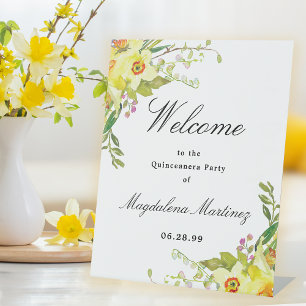 Expositor En L Bienvenidos Daffodil Floral Quinceanera Fiesta