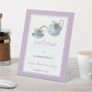 Expositor En L Bienvenidos Elegantes teacups Baby Shower Tea Fies