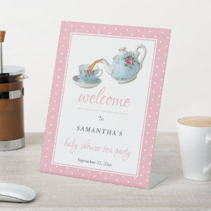 Expositor En L Bienvenidos Elegantes teacups Baby Shower Tea Fies