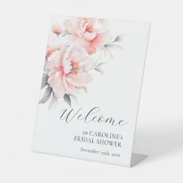 Expositor En L BIENVENIDOS Floral Peonies DUCHA BRIDAL rosa Rubor