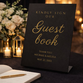 Expositor En L Black and Gold 50th Anniversary Guest Book Sign