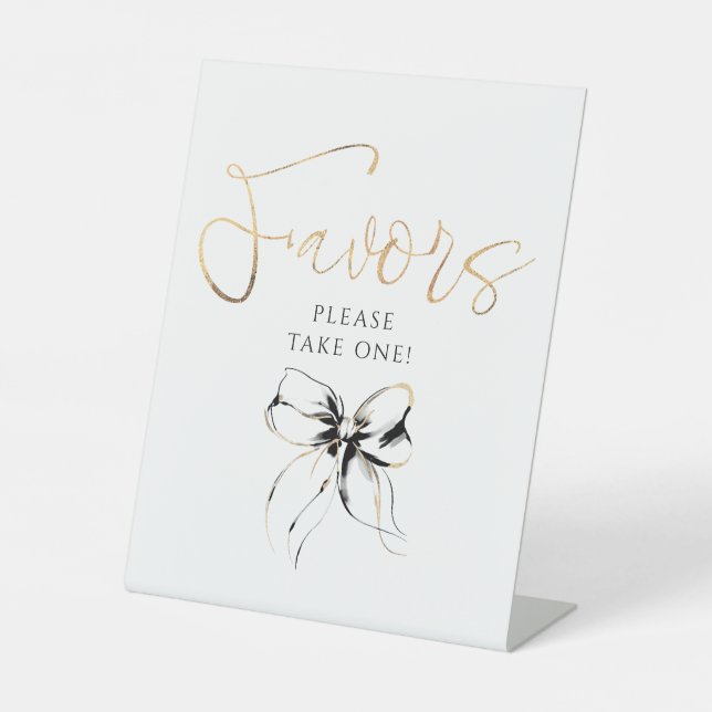 Expositor En L Black and Gold Bow Bridal Shower Favors (Anverso)