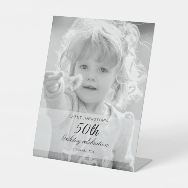 Expositor En L Black and White 50th Birthday Tabletop (Anverso)