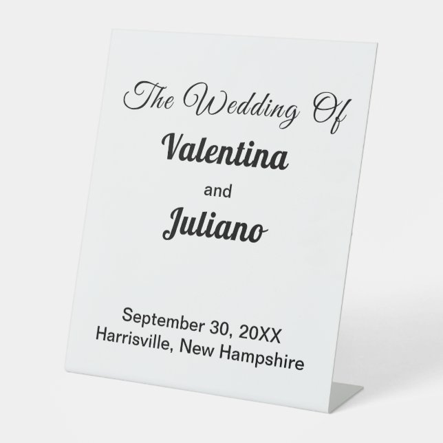 Expositor En L Black and White Wedding Pedestal Sign (Anverso)
