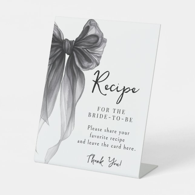 Expositor En L Black Bow Recipe For the Bride-to-be Sign (Anverso)