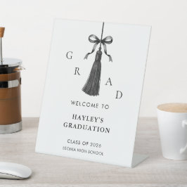 Expositor En L Black Bow Tassel Graduation Party Welcome