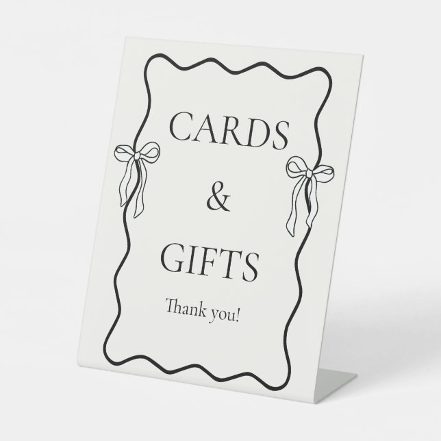 Expositor En L Black Bow Tie Knot Bridal Shower Cards and Gifts (Anverso)