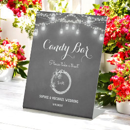 Expositor En L Black Candy Bar Boda String Lights