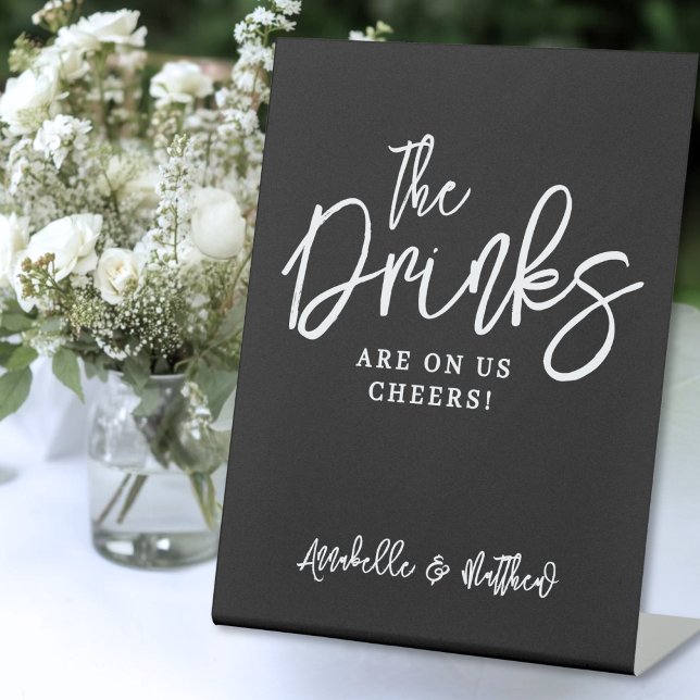 Expositor En L Black Drinks On Us Open Bar Sign (Black Drinks On Us Open Bar Sign)