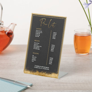 Expositor En L Black & Gold Lash Tech Price List | Luxury Beauty