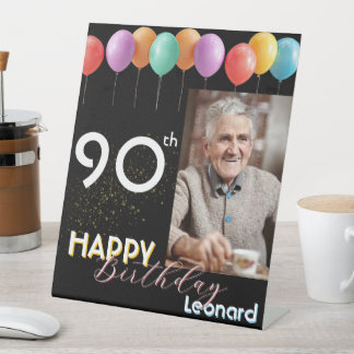 Expositor En L Black Happy Birthday Custom Name Colorful Balloons