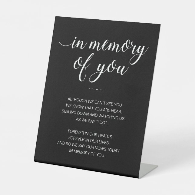 Expositor En L Black In Memory Of You Poem Memorial Boda (Anverso)