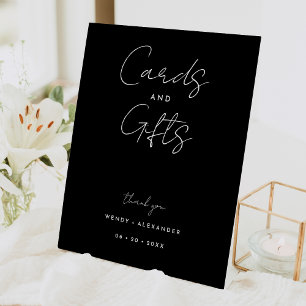 Expositor En L Black Modern Script Boda Cards and Gifts Rótulo