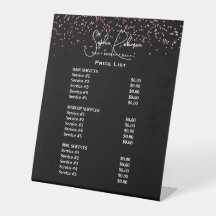 Black & Pink Glitter Beauty Salon Price List