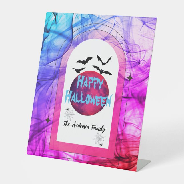 Expositor En L Black Purple Bats Spider Halloween moderno (Anverso)