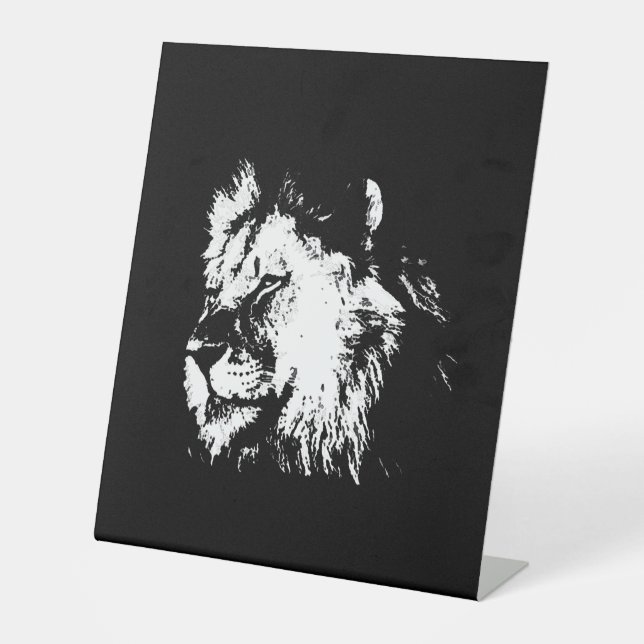 Expositor En L Black White Lion - Animal Pop Art (Anverso)