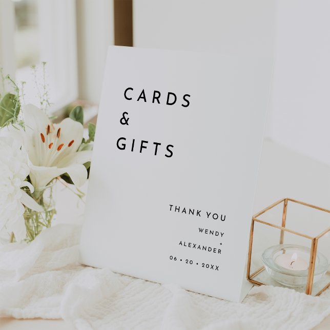 Expositor En L Blancas tarjetas y regalos de boda negrita y moder (Subido por el creador)