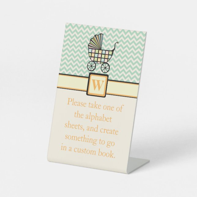 Expositor En L Bloques de bebé bloquean Rótulo Pedestal (Anverso)