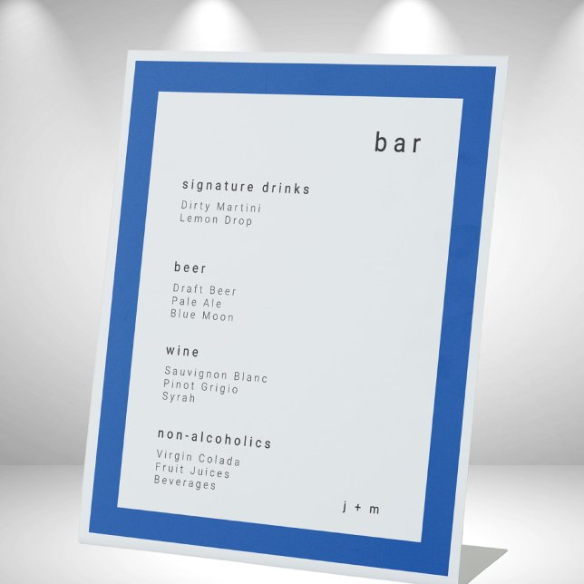 Expositor En L Blue border minimalist event Bar Pedestal Sign (Subido por el creador)