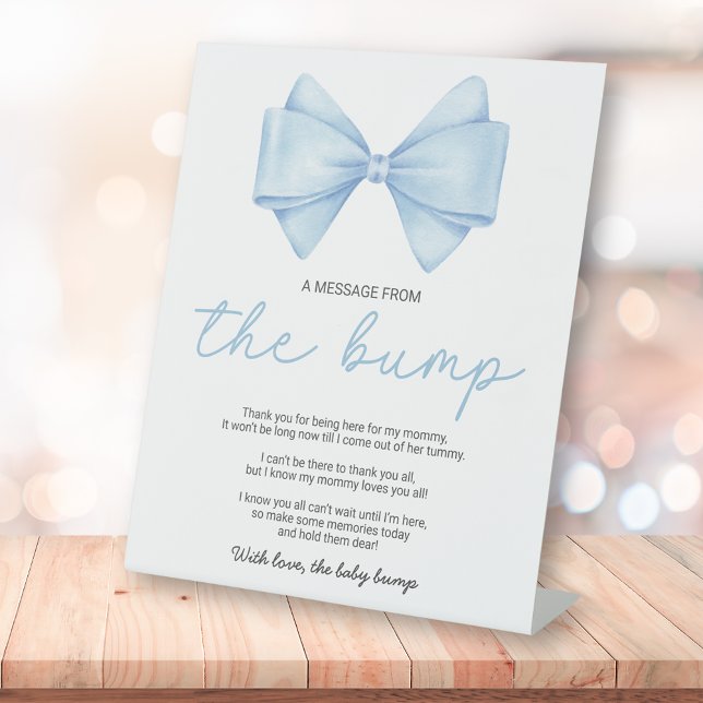 Expositor En L Blue Bow Baby Shower Un Mensaje De Bump (Subido por el creador)